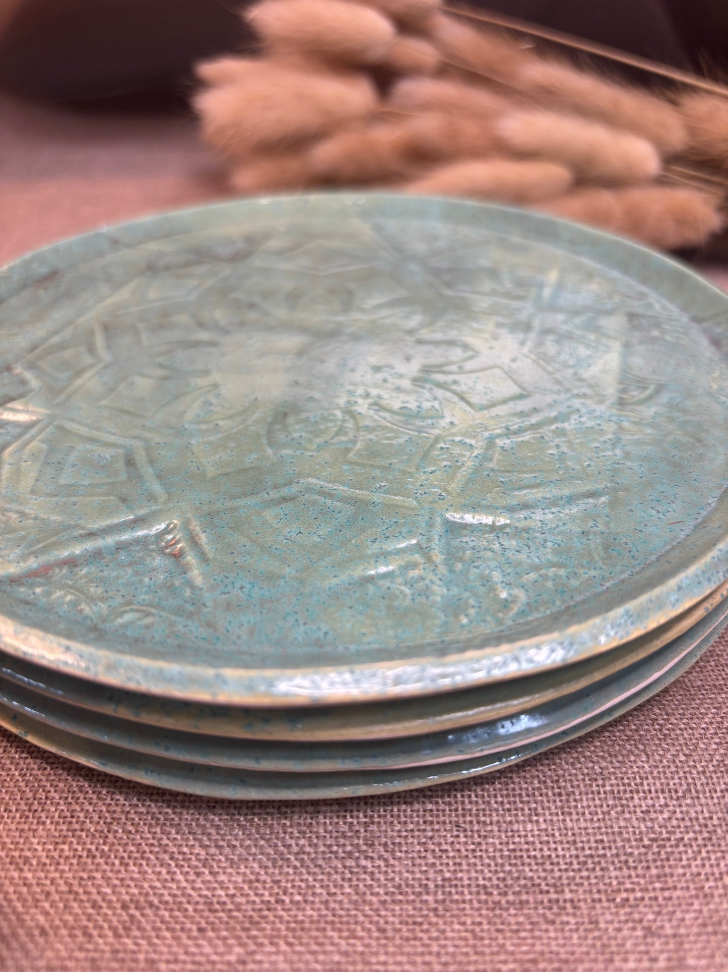 Ensemble de 4 assiettes à dessert Turquoise