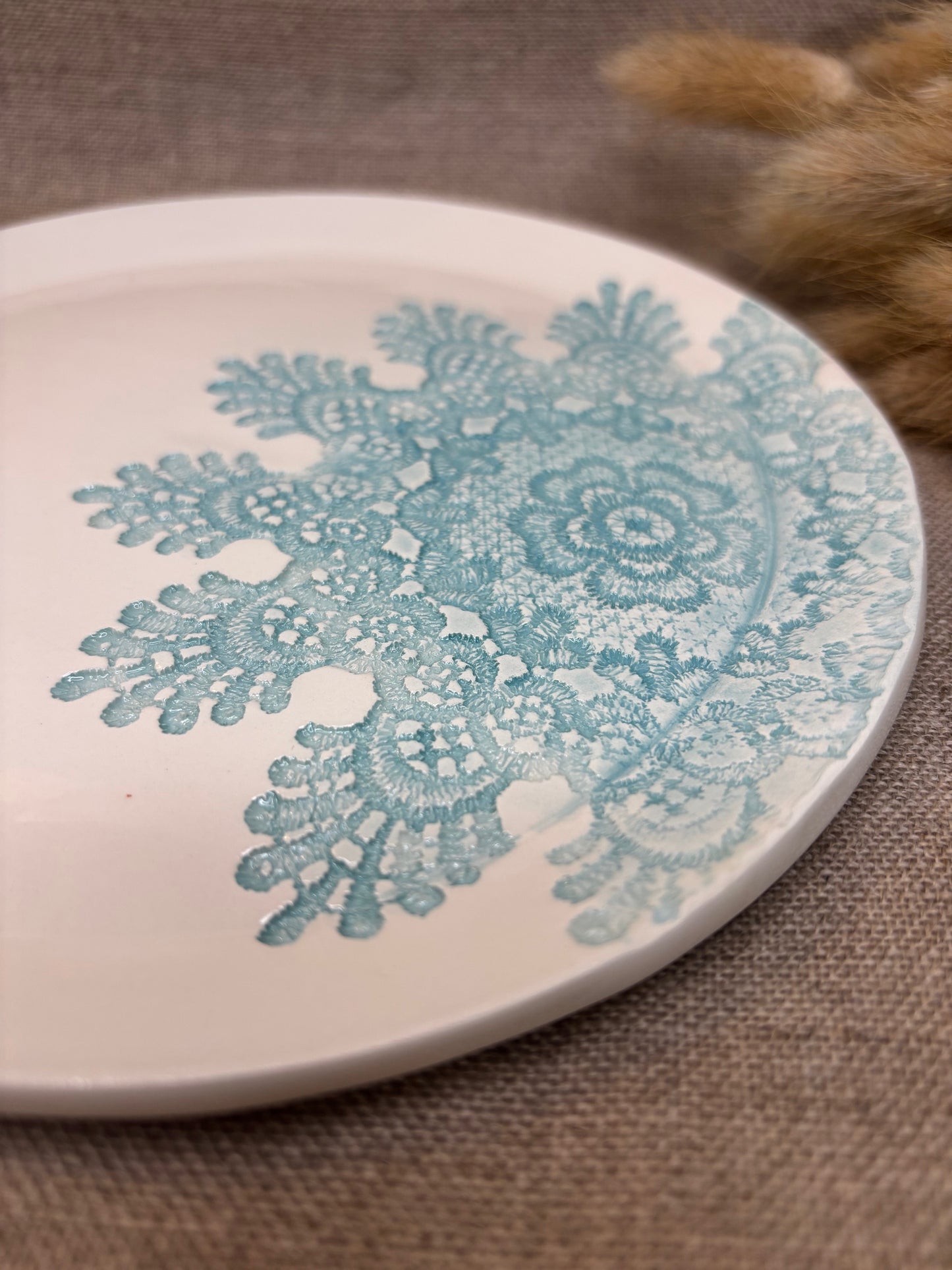 Assiette à dessert bleu clair