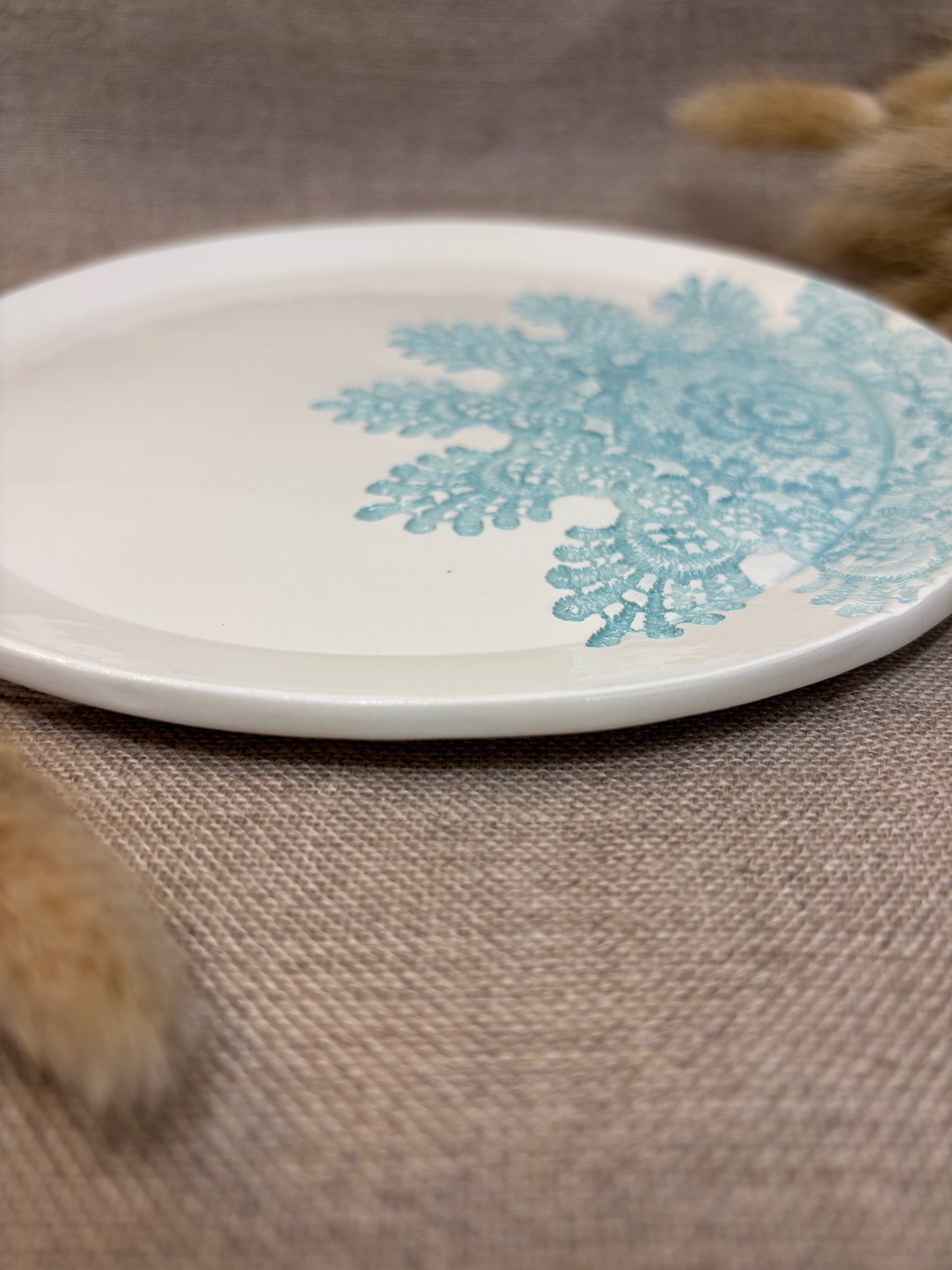 Assiette à dessert bleu clair
