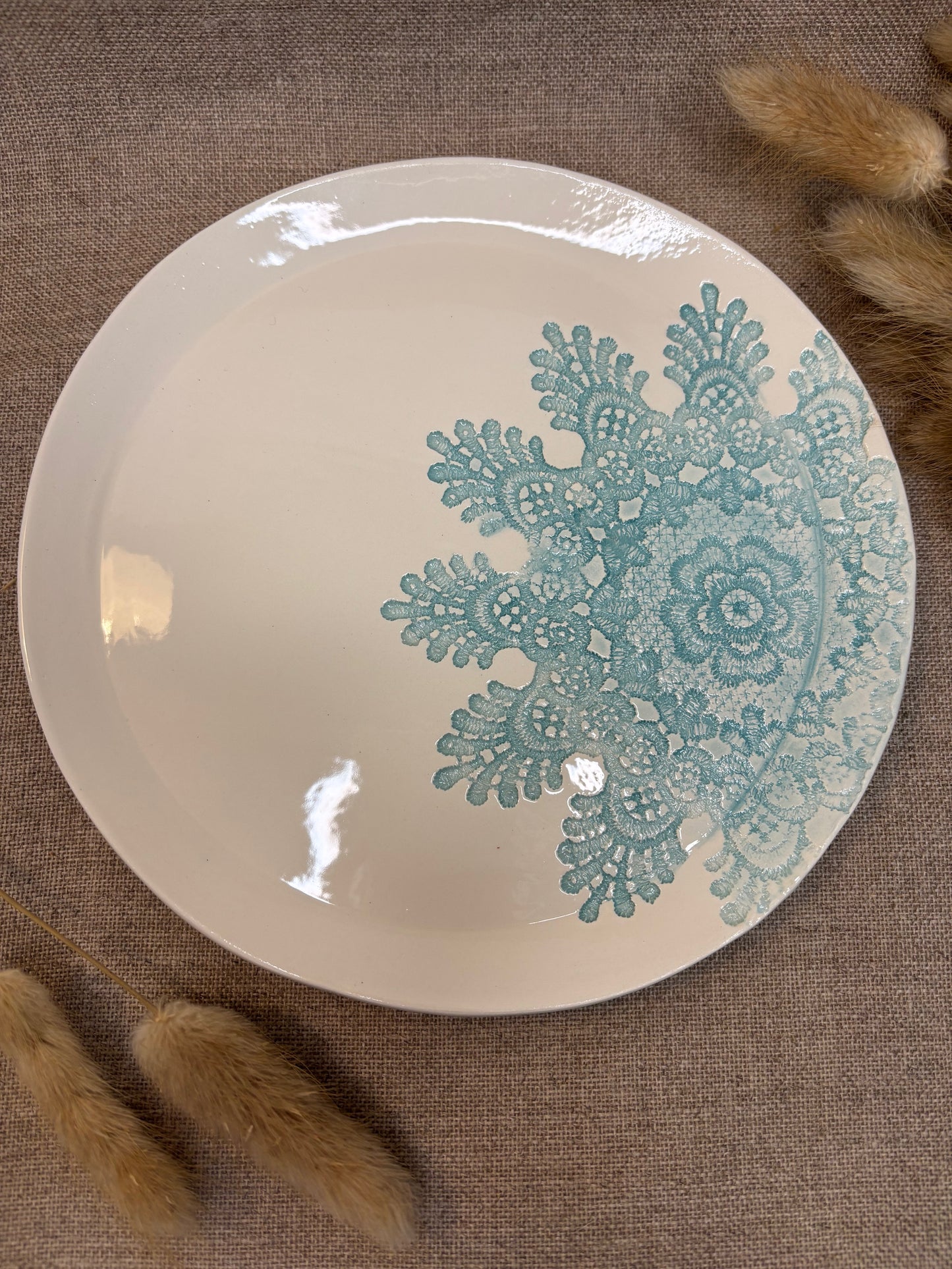 Assiette à dessert bleu clair