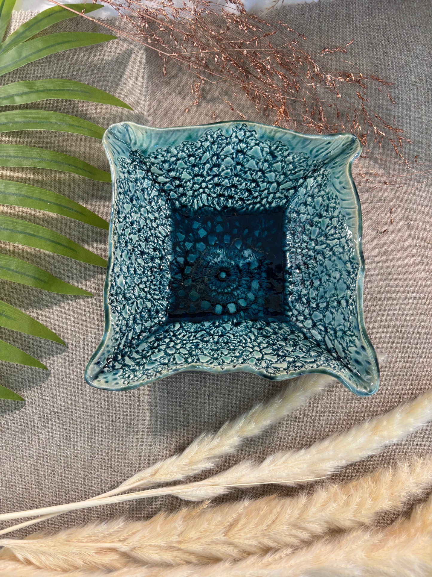 Vide-poches imprimé bleu